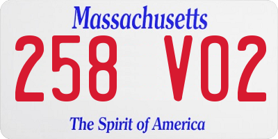 MA license plate 258VO2