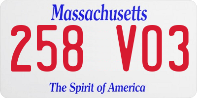 MA license plate 258VO3