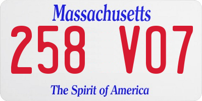 MA license plate 258VO7