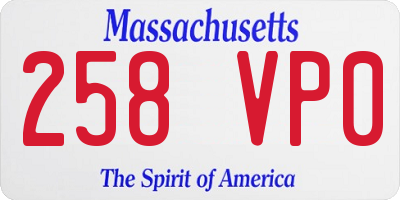 MA license plate 258VP0