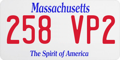 MA license plate 258VP2