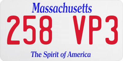 MA license plate 258VP3