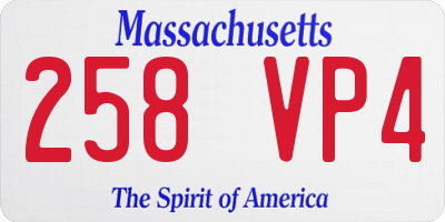 MA license plate 258VP4