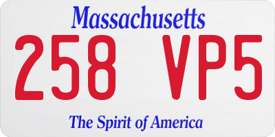 MA license plate 258VP5