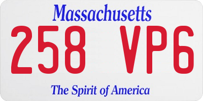 MA license plate 258VP6
