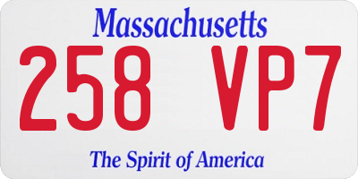 MA license plate 258VP7
