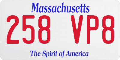 MA license plate 258VP8