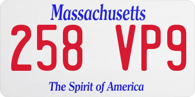 MA license plate 258VP9