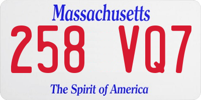 MA license plate 258VQ7