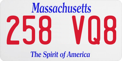 MA license plate 258VQ8
