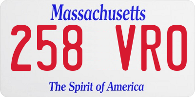 MA license plate 258VR0