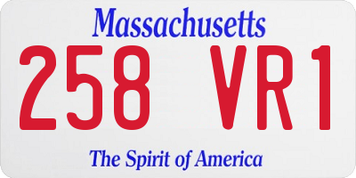 MA license plate 258VR1