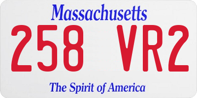 MA license plate 258VR2