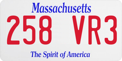 MA license plate 258VR3
