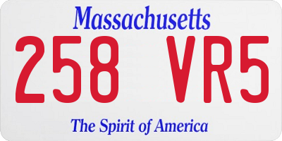 MA license plate 258VR5