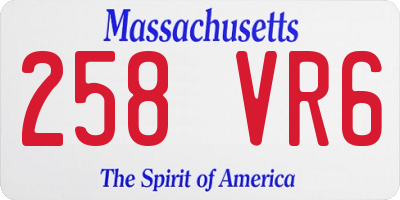 MA license plate 258VR6