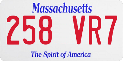 MA license plate 258VR7
