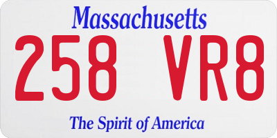 MA license plate 258VR8