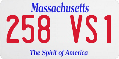 MA license plate 258VS1
