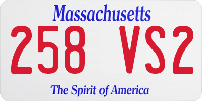 MA license plate 258VS2