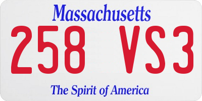 MA license plate 258VS3