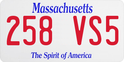 MA license plate 258VS5