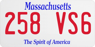 MA license plate 258VS6