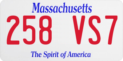MA license plate 258VS7