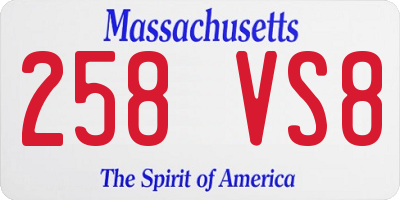 MA license plate 258VS8