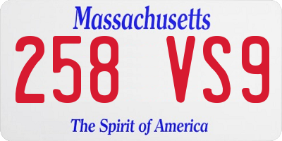 MA license plate 258VS9