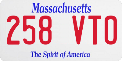 MA license plate 258VT0