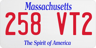 MA license plate 258VT2