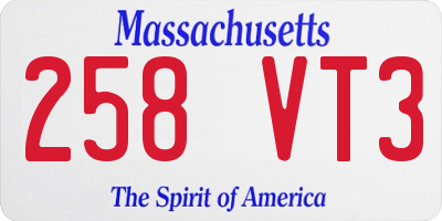 MA license plate 258VT3