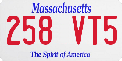 MA license plate 258VT5