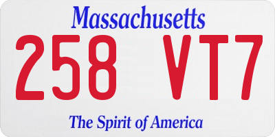 MA license plate 258VT7