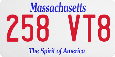 MA license plate 258VT8