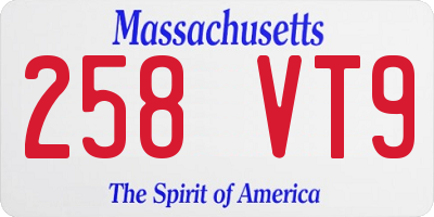 MA license plate 258VT9