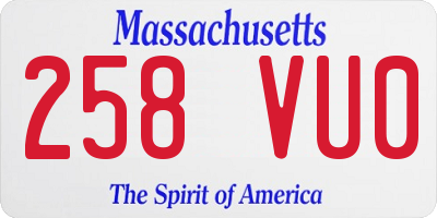 MA license plate 258VU0
