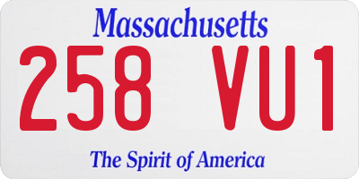 MA license plate 258VU1
