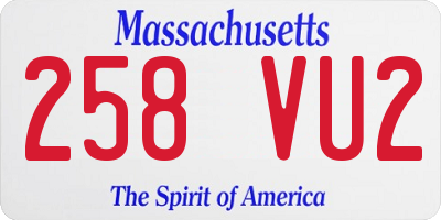 MA license plate 258VU2