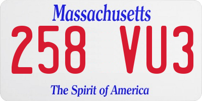MA license plate 258VU3