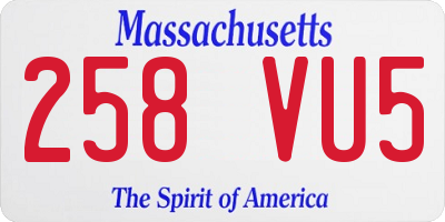 MA license plate 258VU5