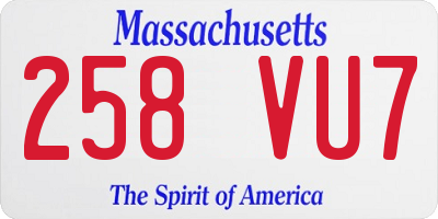 MA license plate 258VU7