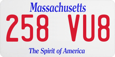 MA license plate 258VU8