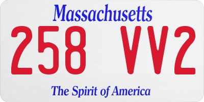 MA license plate 258VV2