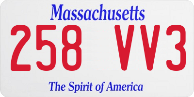 MA license plate 258VV3