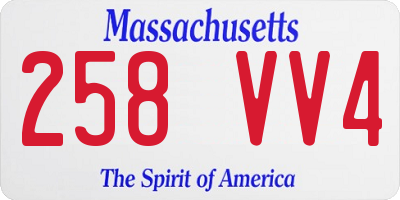 MA license plate 258VV4