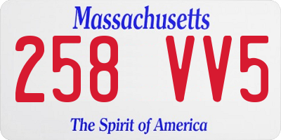 MA license plate 258VV5