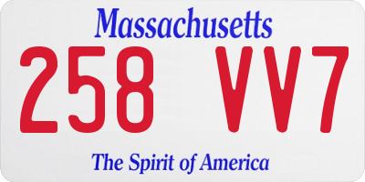 MA license plate 258VV7
