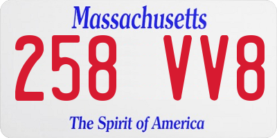 MA license plate 258VV8
